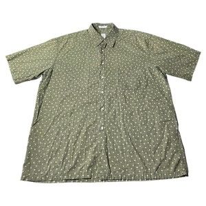 Bumka Bibas Vintage Green Geometric Button Down Hawaiian Shirt Men’s Size L